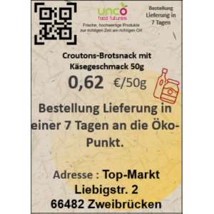 Croutons-Brotsnack mit Käsegeschmack 50g