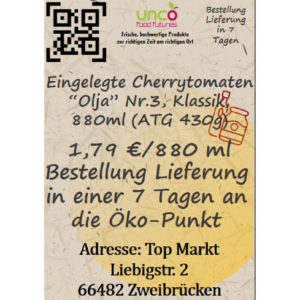 Eingelegte Cherrytomaten "Olja"  Nr.3, Klassik, 880ml (ATG 430g)