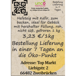Hefeteig mit Kefir, zum backen, ideal für Gebäck mit herzhafter Füllung, roh, nicht süß, gefroren 1 kg