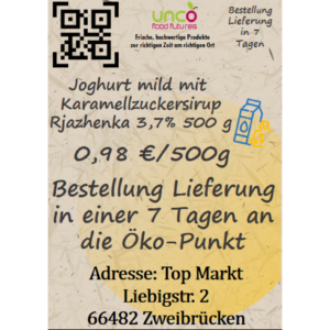 Joghurt mild mit Karamellzuckersirup Rjazhenka 3,7% 500 g