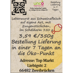 Leberwurst aus Schweinefleisch auf eigene Art, mit Zungenstückchen, im Schäldarm 350 g