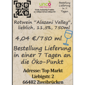 Rotwein "Alazani Valley", lieblich, 11,5%, 750ml