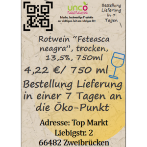 Rotwein "Feteasca neagra", trocken, 13,5%, 750ml