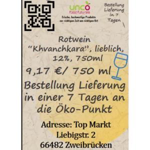 Rotwein "Khvanchkara", lieblich, 12%, 750ml
