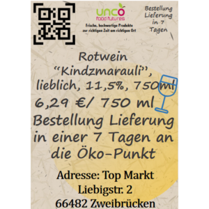 Rotwein "Kindzmarauli", lieblich, 11,5%, 750ml