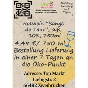 Rotwein "Sange de Taur", süß, 10%, 750ml