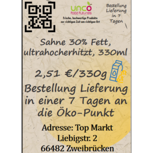 Sahne 30% Fett, ultrahocherhitzt, 330ml