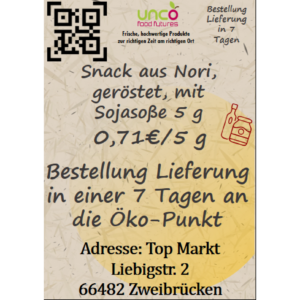 Snack aus Nori, geröstet, mit Sojasoße 5 g