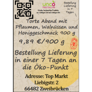 Torte Abend mit Pflaumen, Walnüssen und Honiggeschmack 900 g